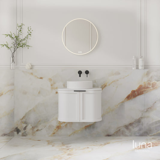 Brighton 600mm Wall Hung Curved Vanity Matte White