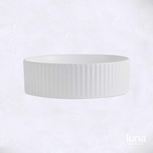 Fluted Round Matte White Basin