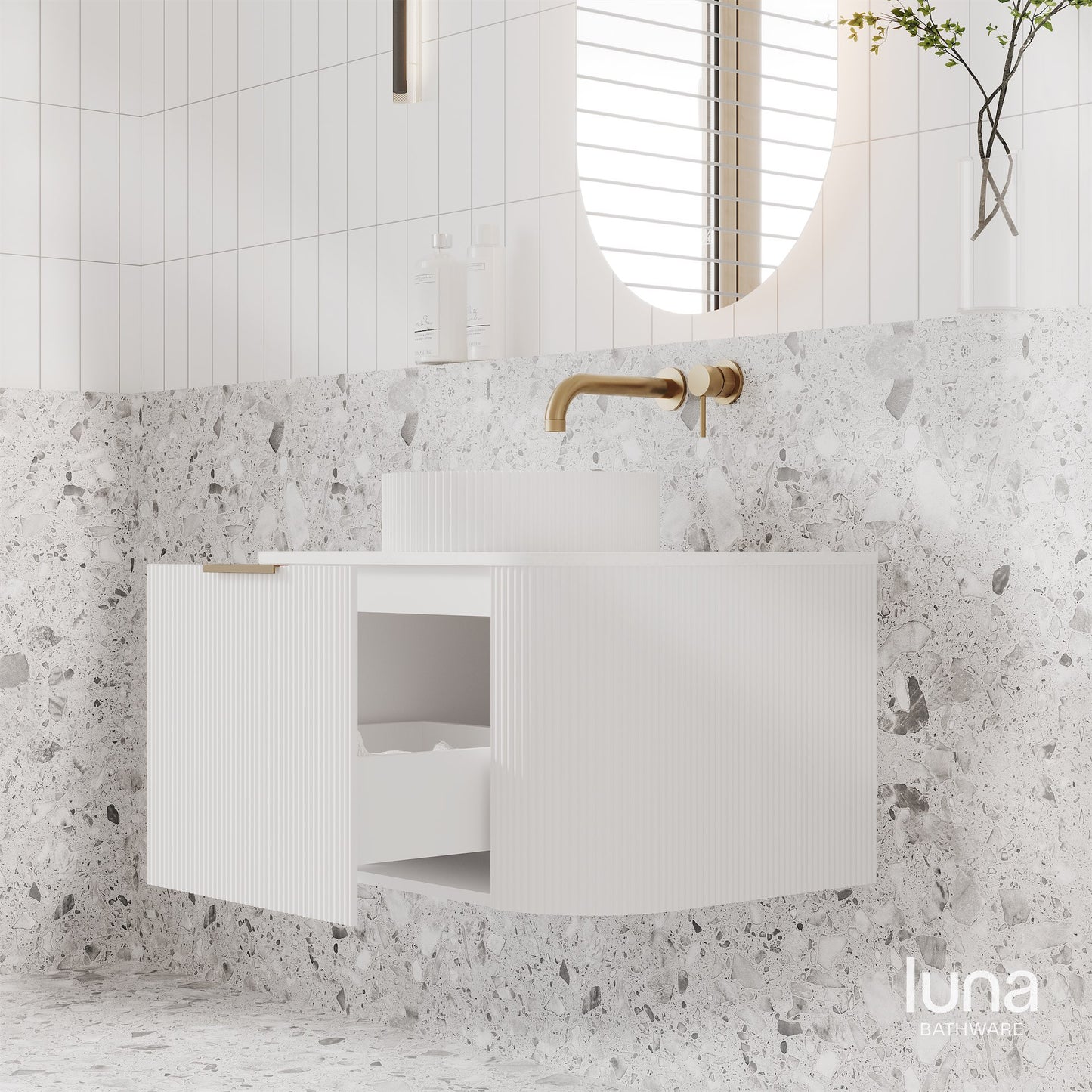 Lenny 750mm Wall Hung Curved Vanity Matte White