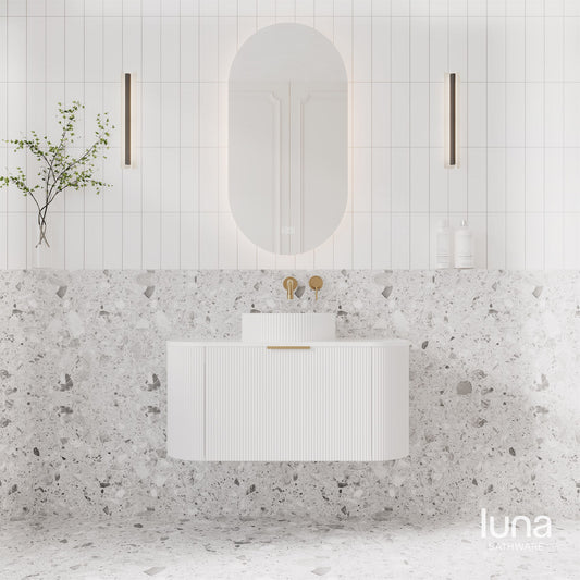 Lenny 900mm Wall Hung Curved Vanity Matte White
