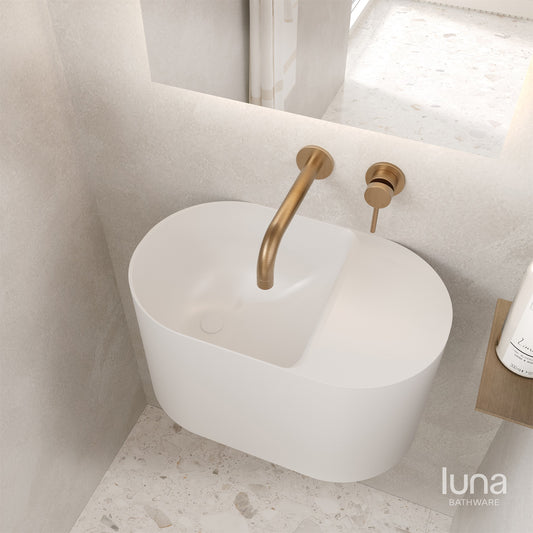 Modern Float Matte White Solid Surface Basin