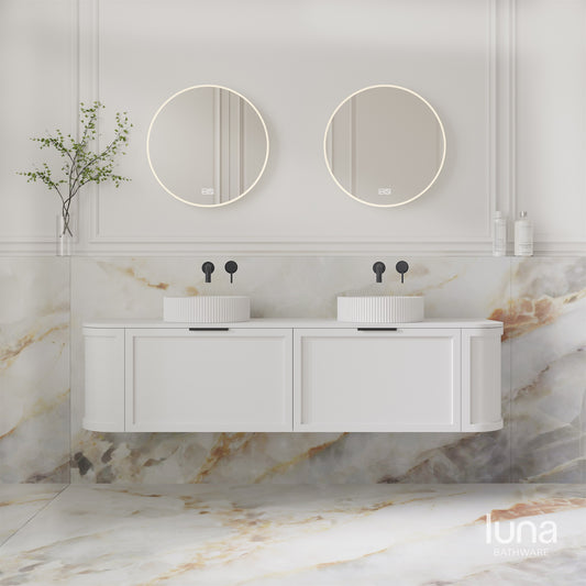 Brighton 1500mm Wall Hung Curved Vanity  Matte White