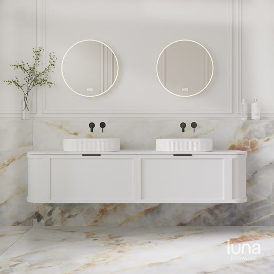 Brighton 1800mm Wall Hung Curved Vanity  Matte White