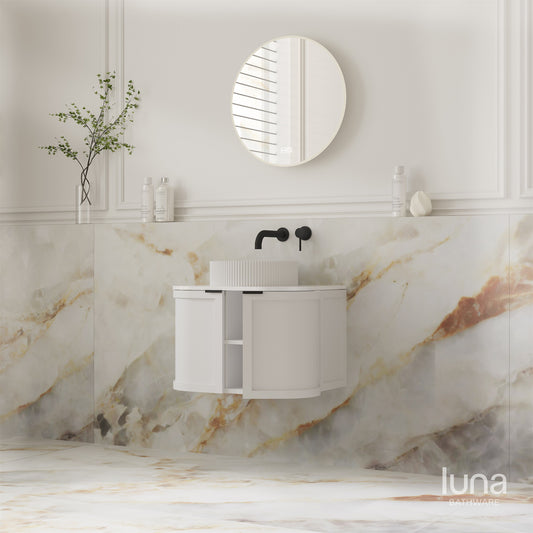 Brighton 600mm Wall Hung Curved Vanity  Matte White