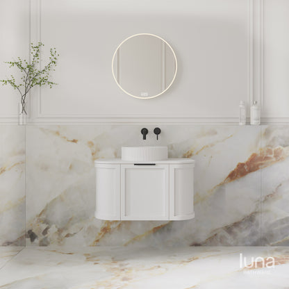 Brighton 750mm Wall Hung Curved Vanity  Matte White