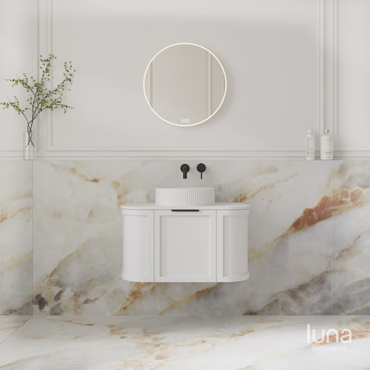 Brighton 750mm Wall Hung Curved Vanity  Matte White