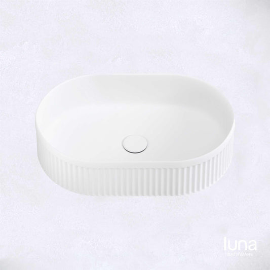 Fluted Pill Matte White Basin