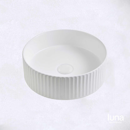 Fluted Round Matte White Basin