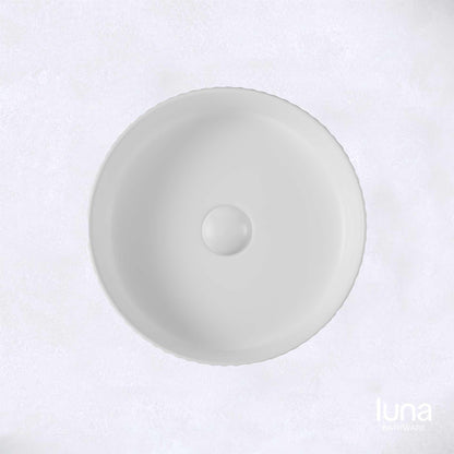 Fluted Round Matte White Basin