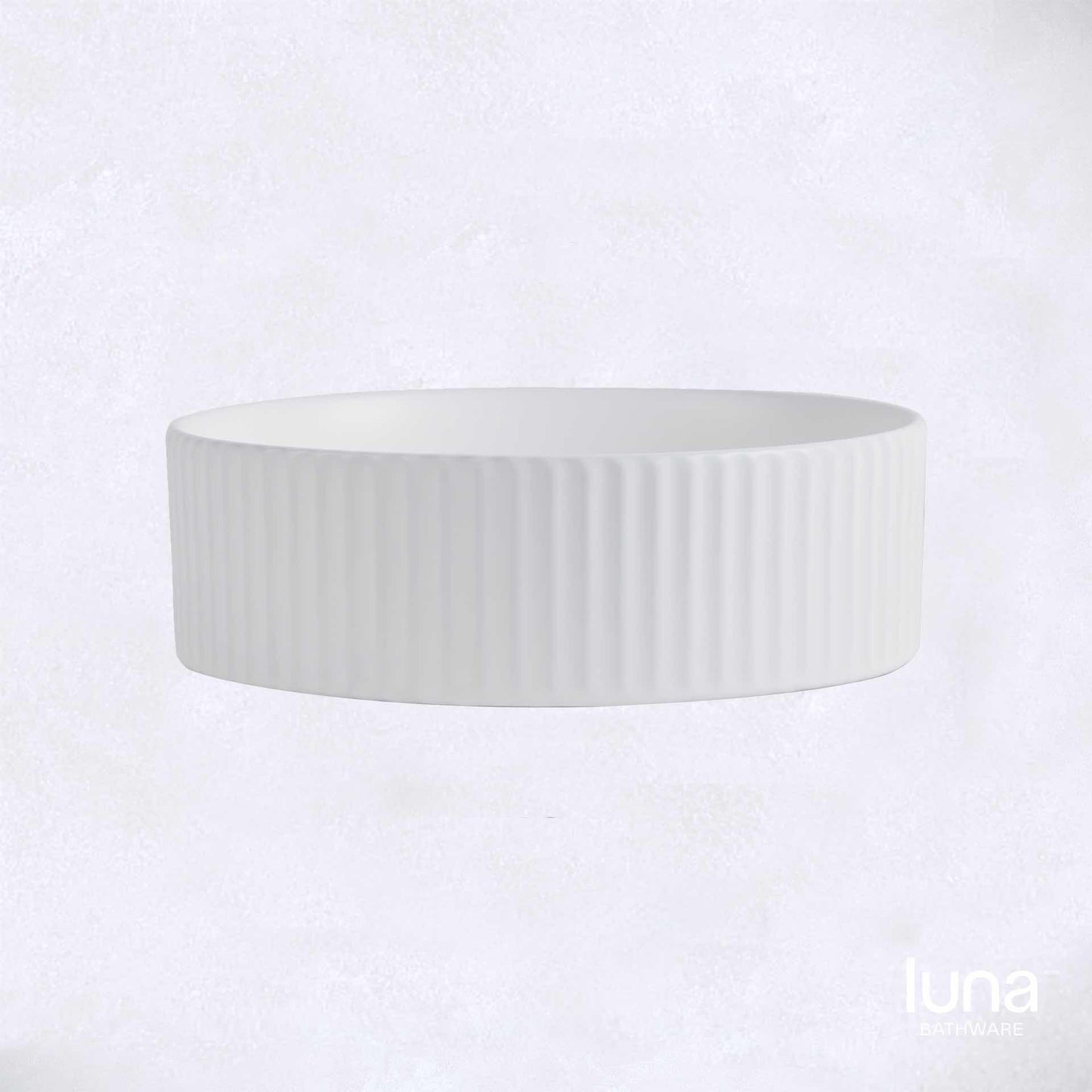 Fluted Round Matte White Basin
