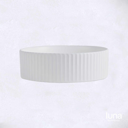 Fluted Round Matte White Basin