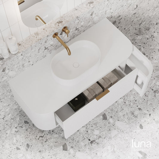 Lenny 1200mm Wall Hung Curved Vanity  Matte White