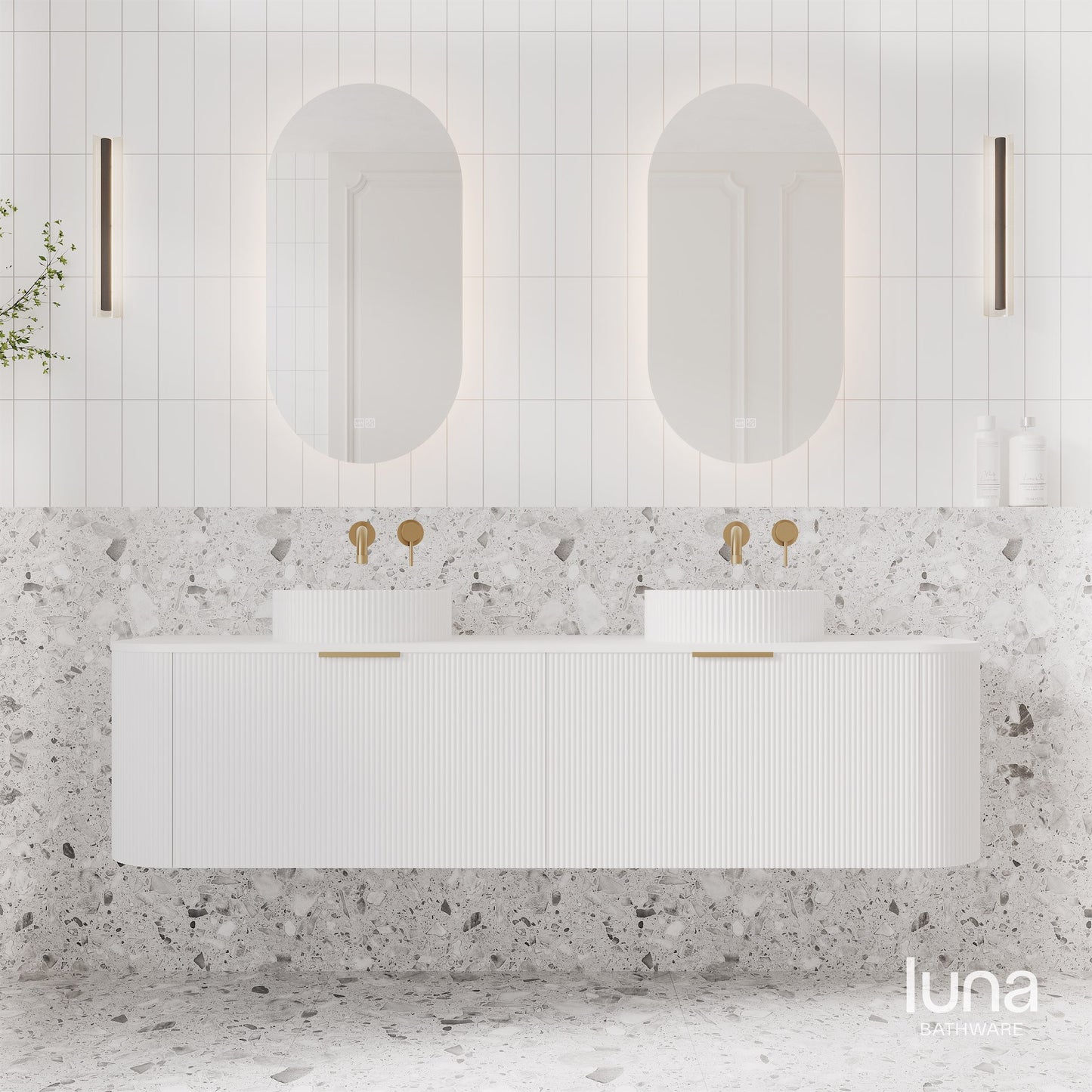 Lenny 1500mm Wall Hung Curved Vanity  Matte White