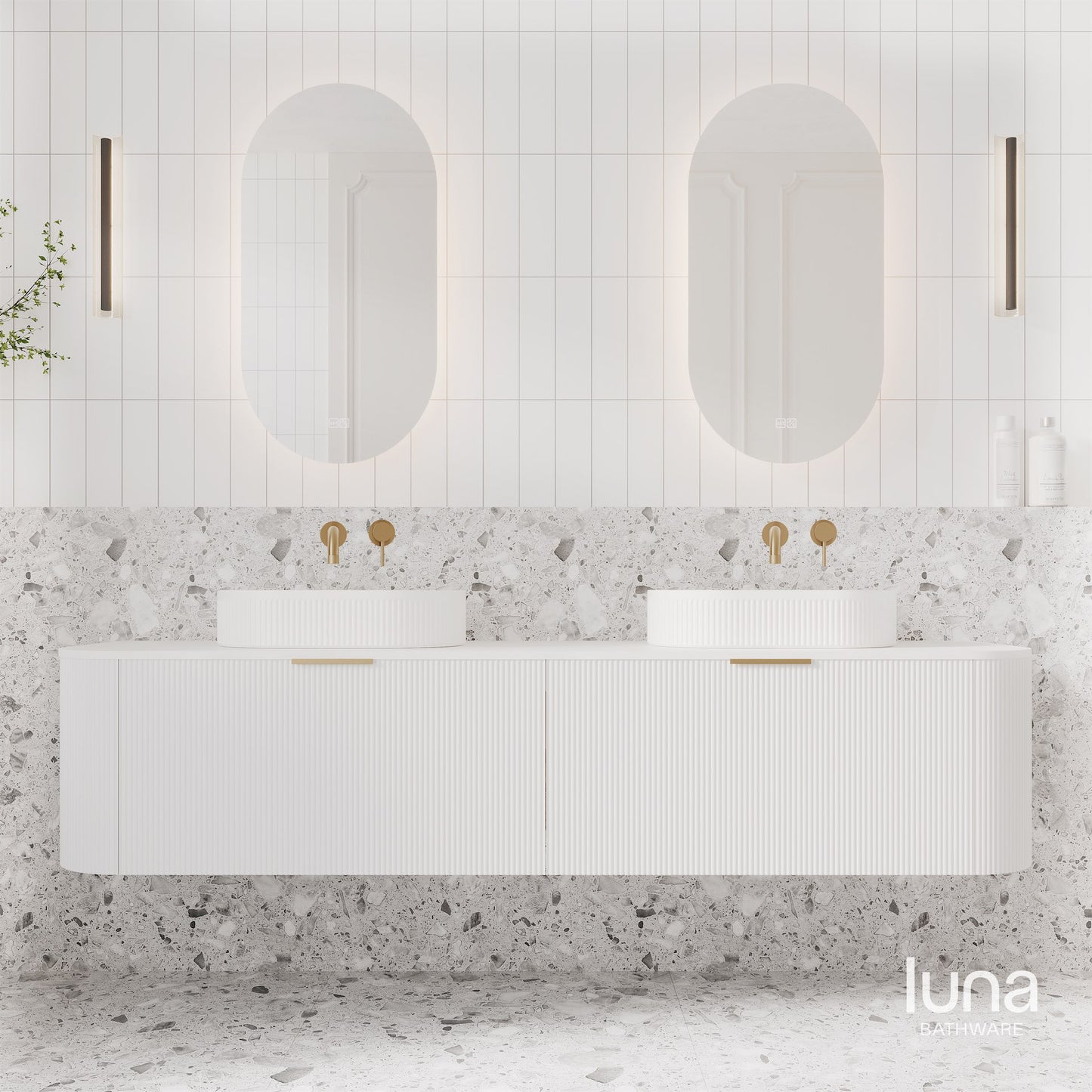 Lenny 1800mm Wall Hung Curved Vanity  Matte White
