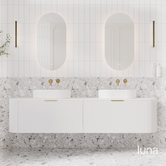 Lenny 1800mm Wall Hung Curved Vanity  Matte White