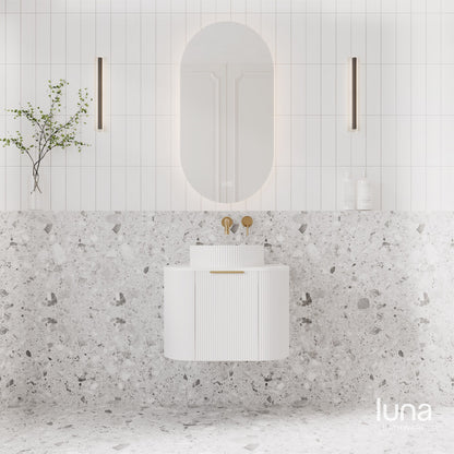 Lenny 600mm Wall Hung Curved Vanity  Matte White