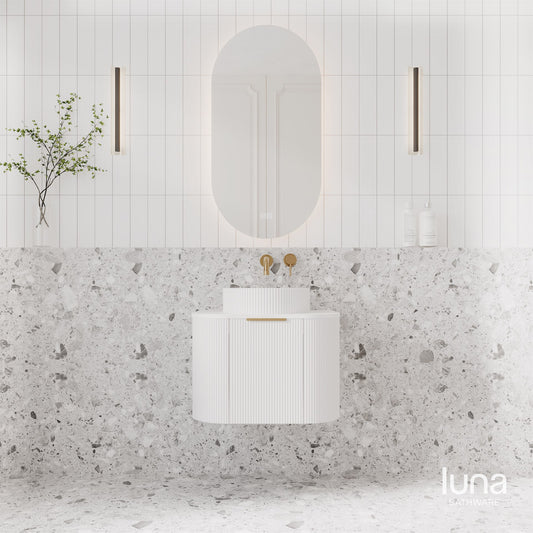 Lenny 600mm Wall Hung Curved Vanity  Matte White