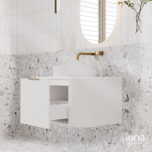 Lenny 750mm Wall Hung Curved Vanity Matte White