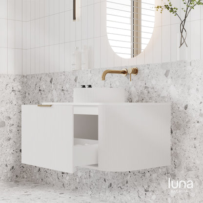 Lenny 900mm Wall Hung Curved Vanity  Matte White