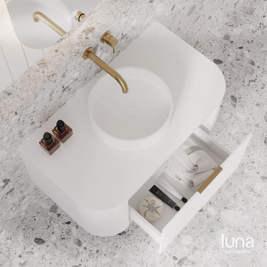 Lenny 900mm Wall Hung Curved Vanity  Matte White