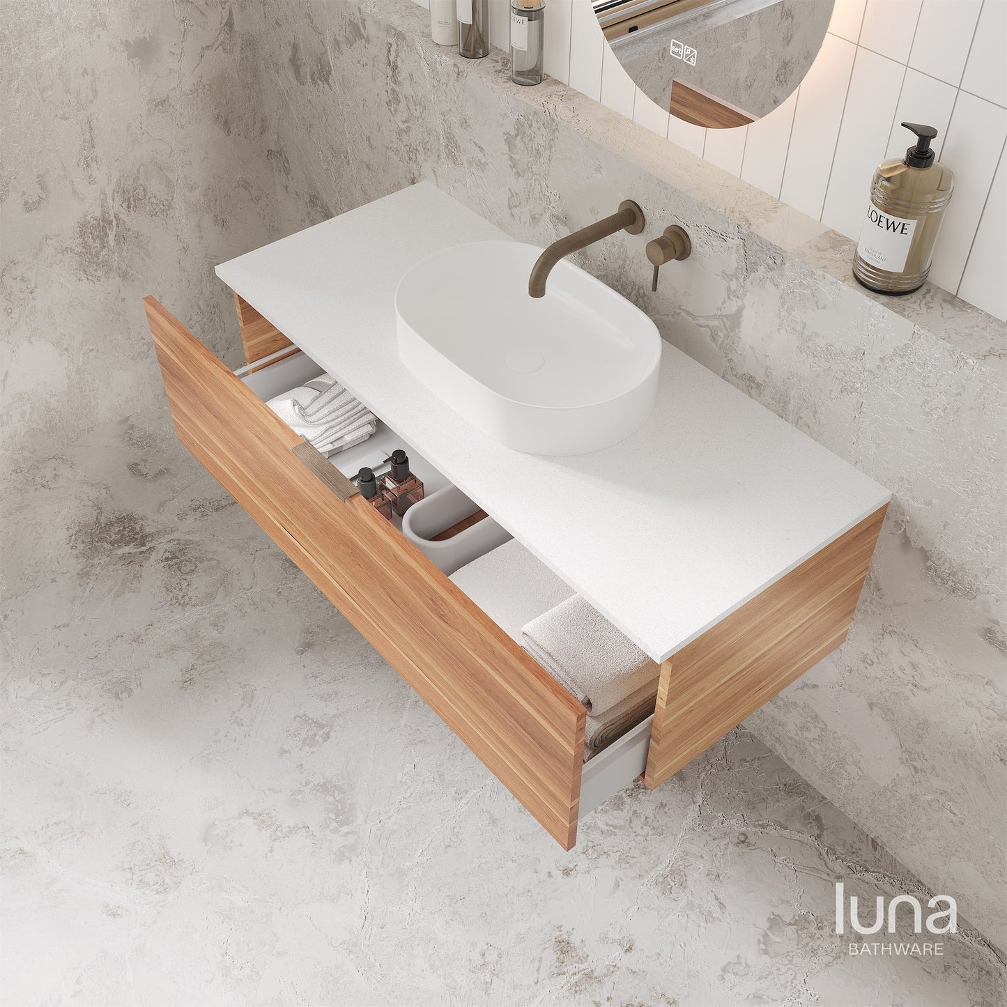 Nala 1200mm Wall Hung Vanity  Tasmanian Oak