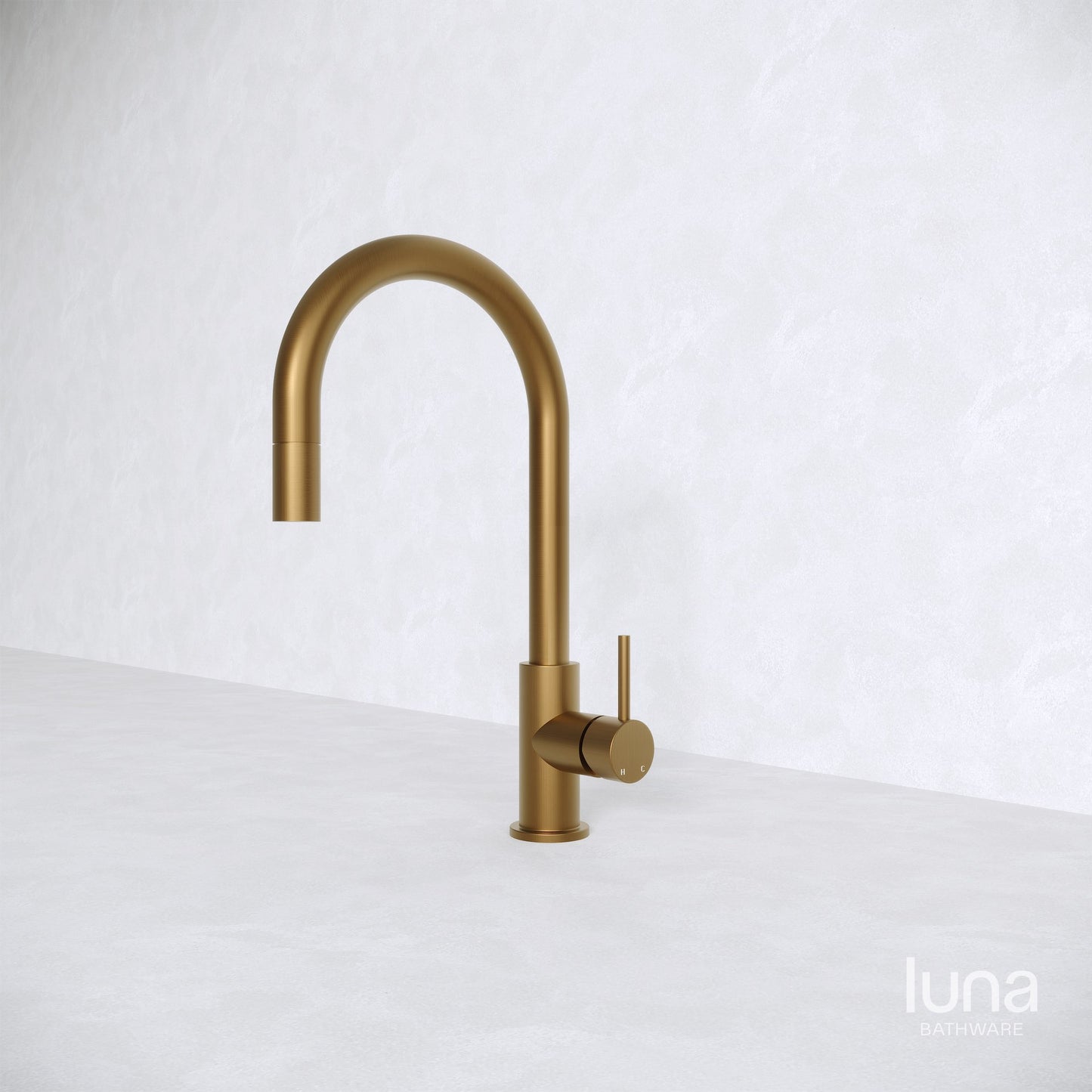 Luna Pull Out Kitchen/Laundry Mixer Antique Brass