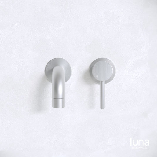 Luna Wall Spout and Wall Mixer Brushed Nickel